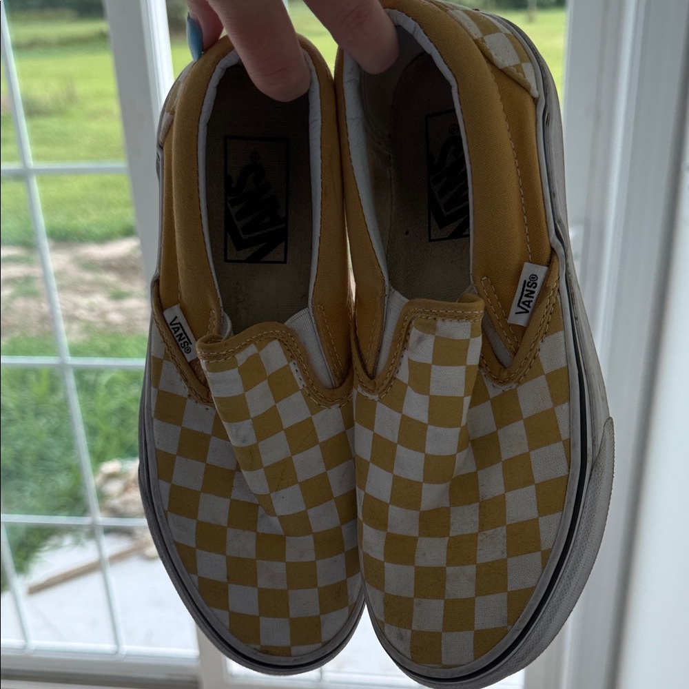 Vans Yellow and White Checkered Sneakers